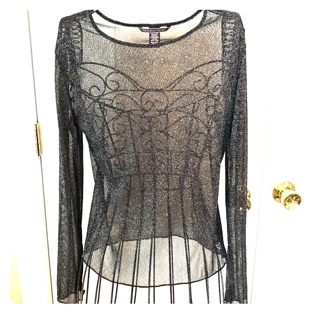 Victoria’s Secret Sheer Sparkly Long/Slv Shirt XS